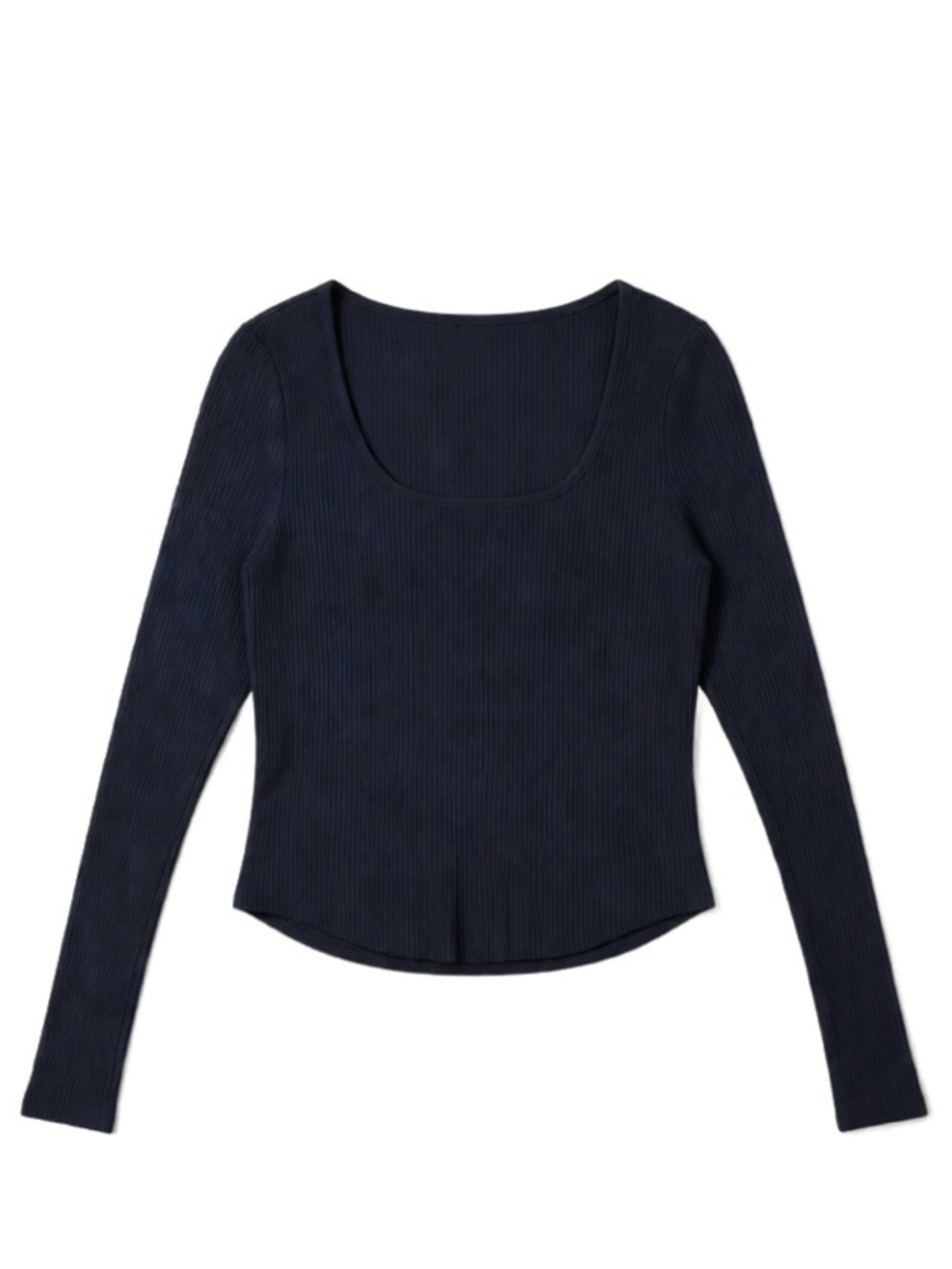 SHEIN Dark Navy Ribbed Scoop-Neck Long Sleeve Crop Top size XS